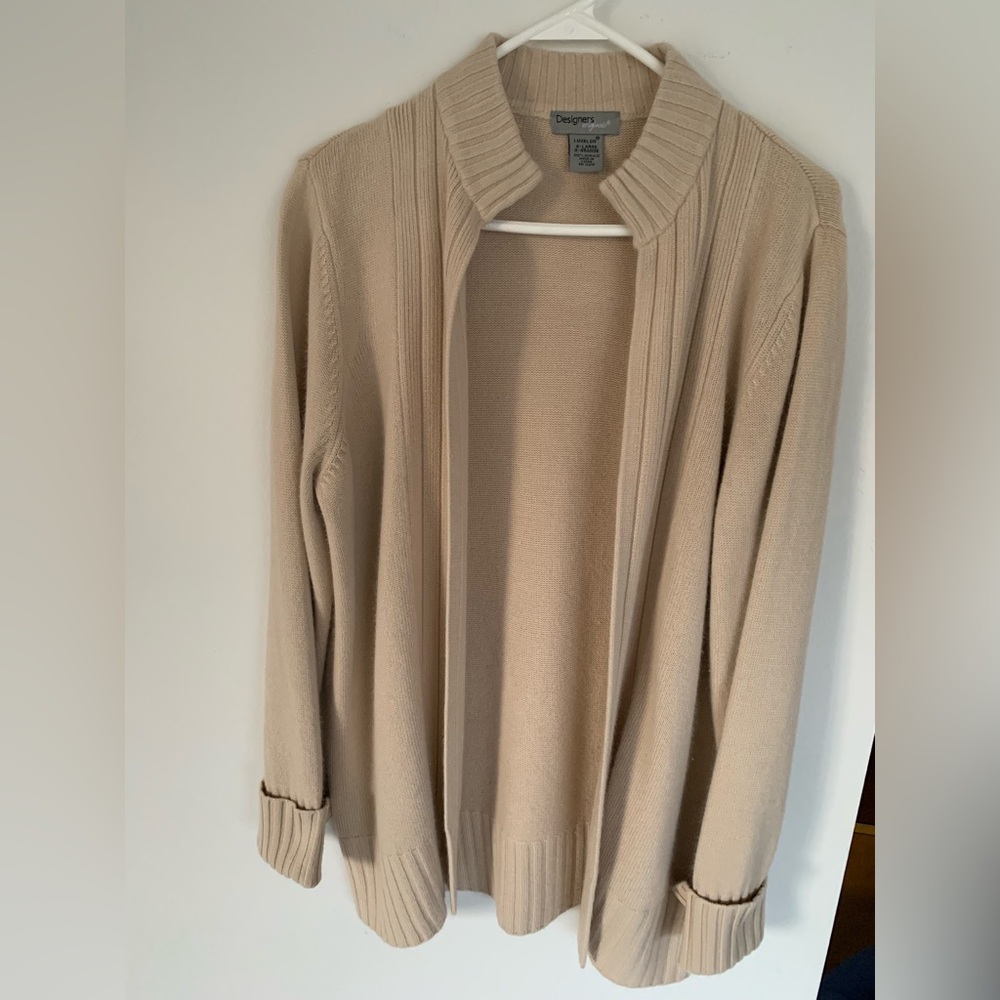 Elegant Cream Open-Front Sweater